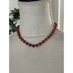 Vintage Amber Colored Bead Hand Knotted Necklace